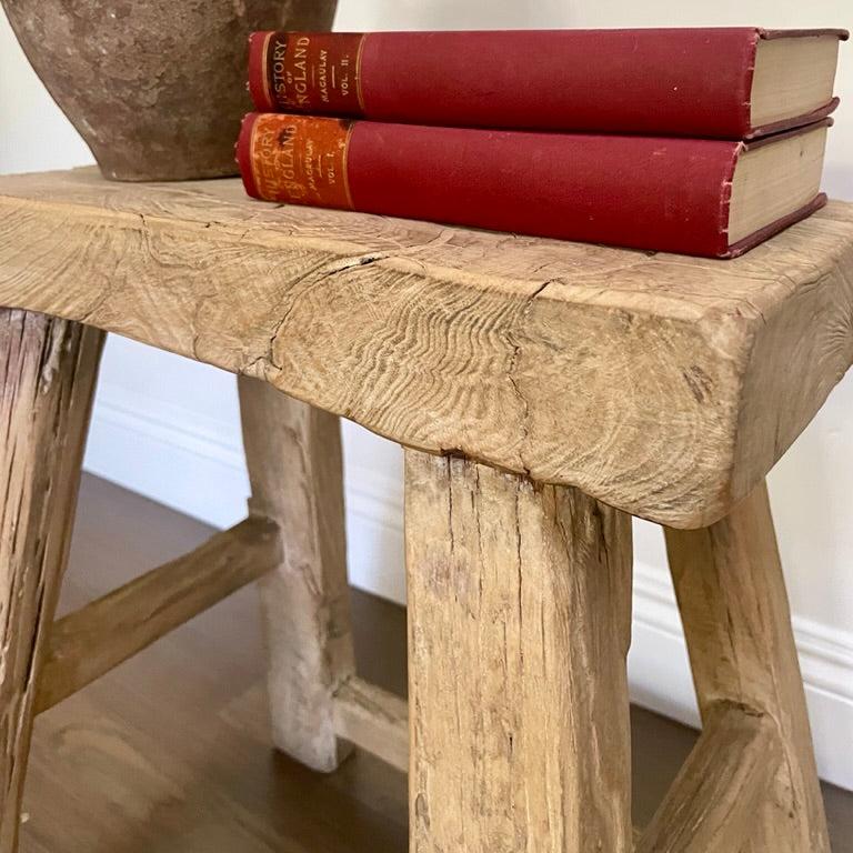 Wooden Stool, Bleached