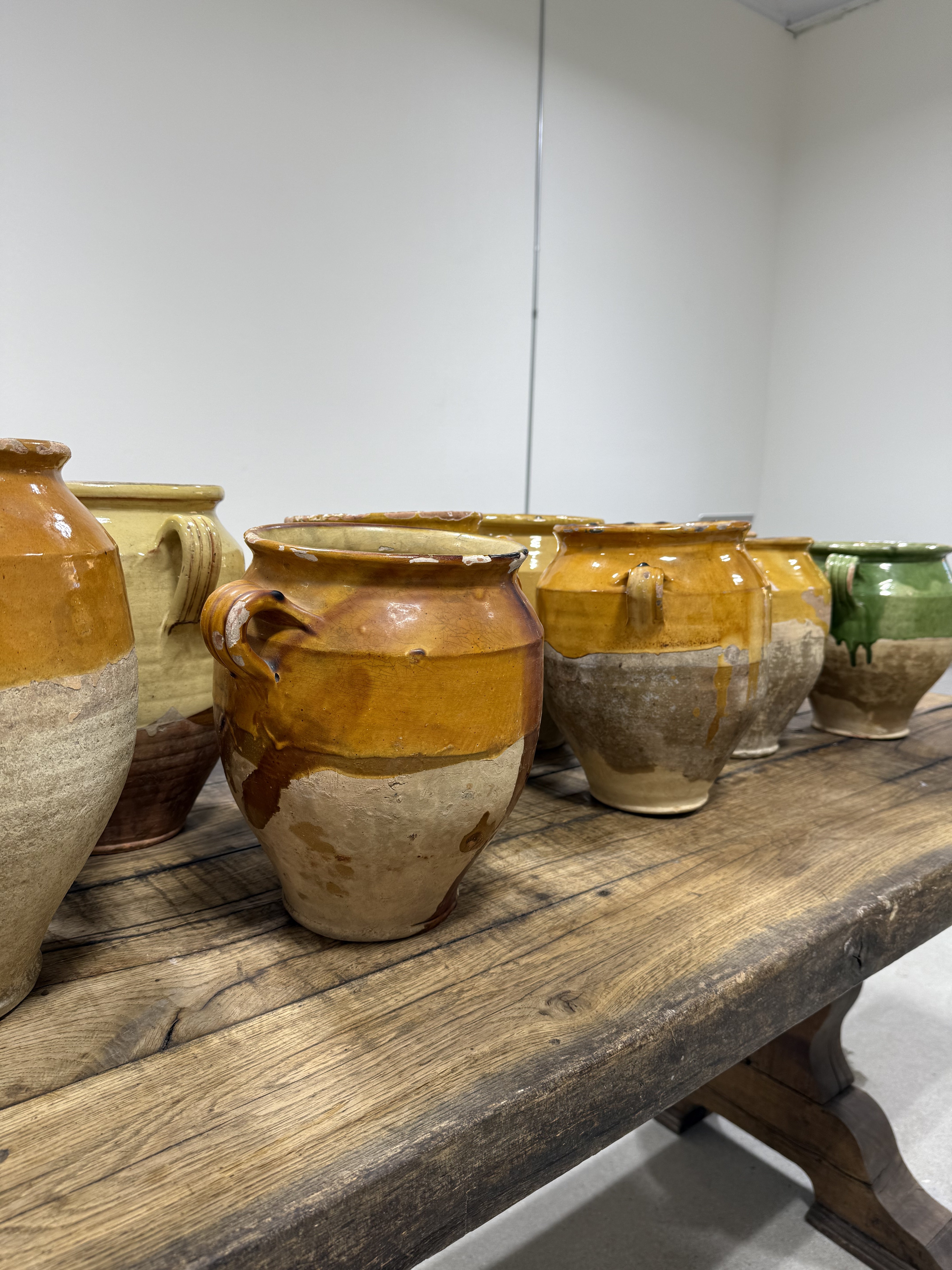 Antique French Confit Pot Yellow Ochre Glaze