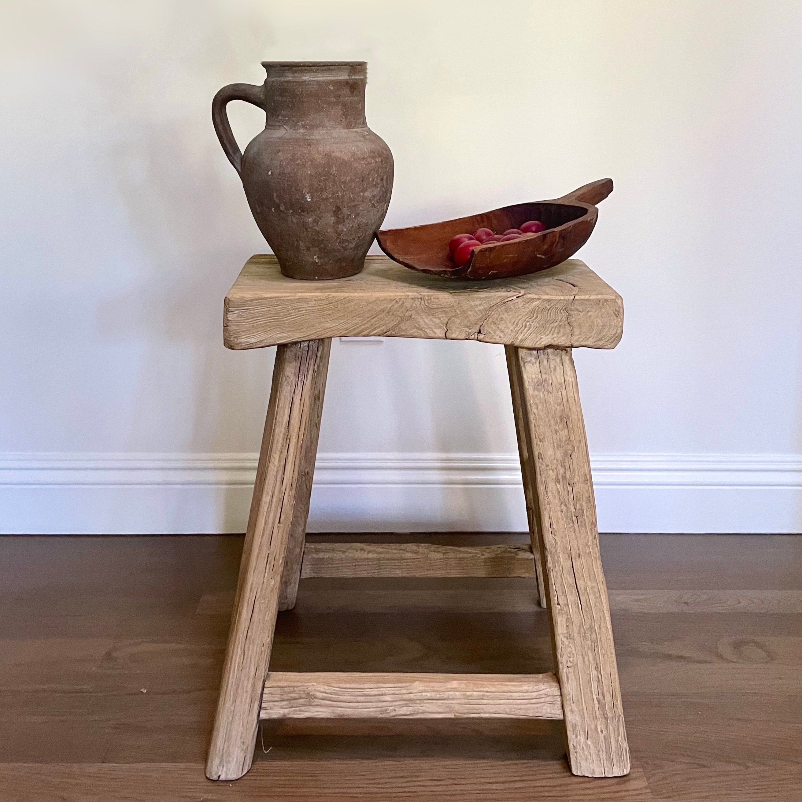 Wooden Stool, Bleached