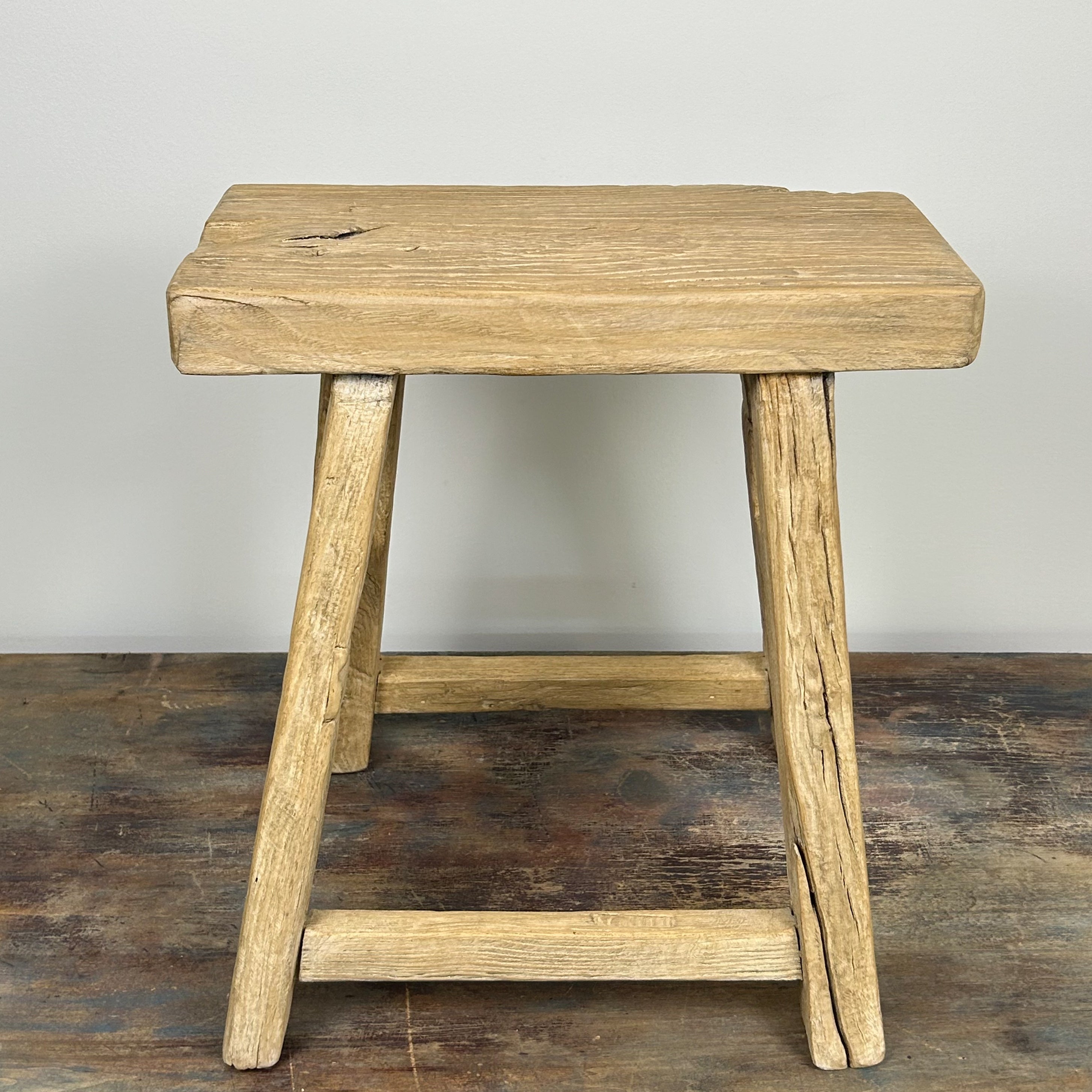 Wooden Stool, Bleached