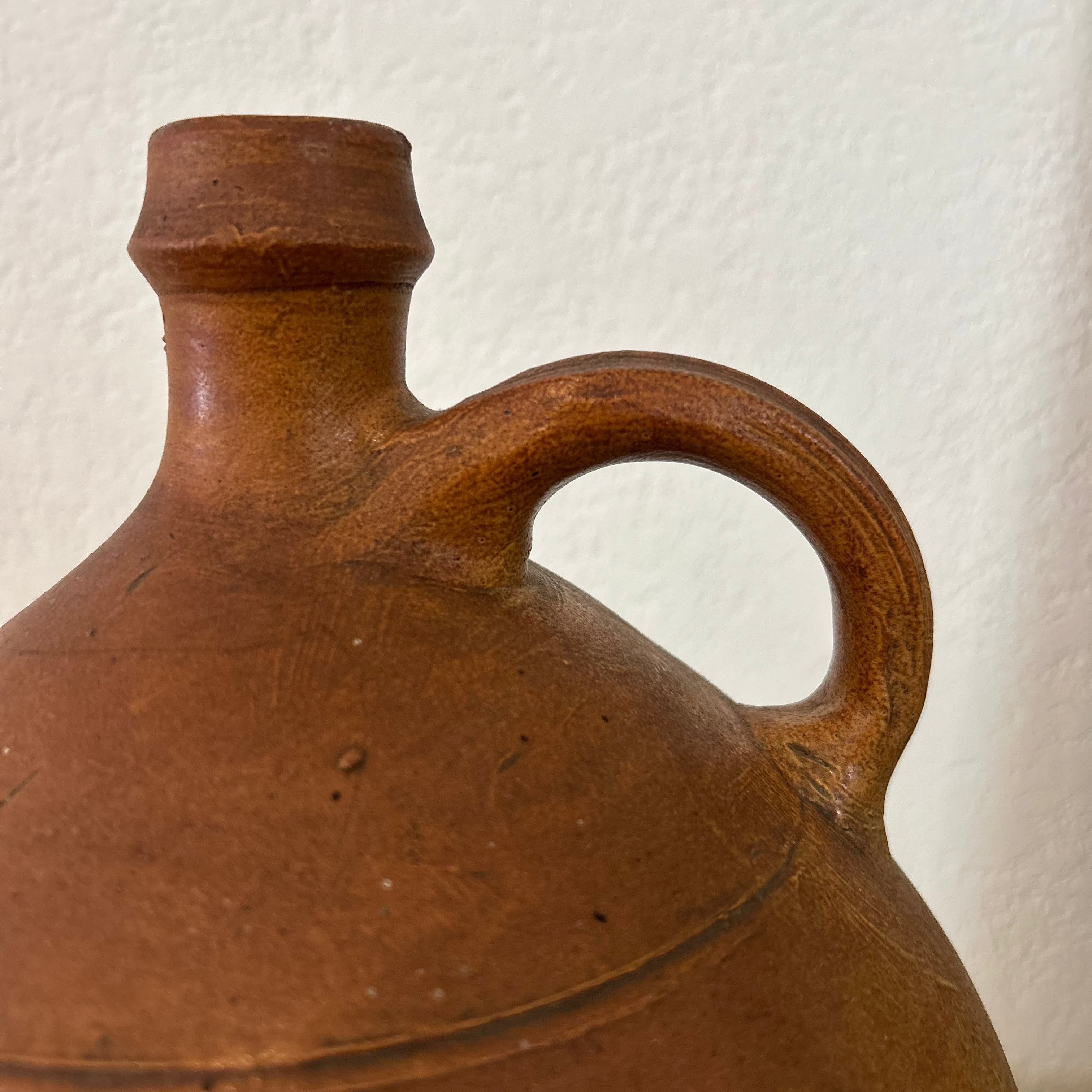 Vintage French Pottery Vessel with Handle